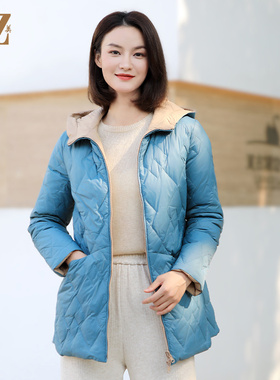 佐尔美冬季新款 气质通勤菱形格双面穿羽绒服女E34YY23