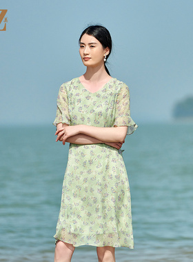 佐尔美夏季新款 桑蚕丝真丝乔其连衣裙女E22LS51