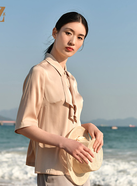 佐尔美夏季新款 桑蚕丝真丝弹力双乔衬衣女E32CS11