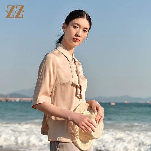 桑蚕丝真丝弹力双乔衬衣女