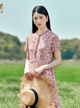 佐尔美夏季新款 桑蚕丝真丝乔其小碎花甜美连衣裙女E22LS09