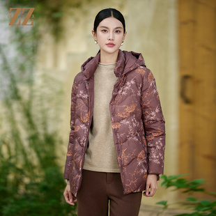 佐尔美冬季新款 气质时尚双面穿连帽羽绒服女M44YY06