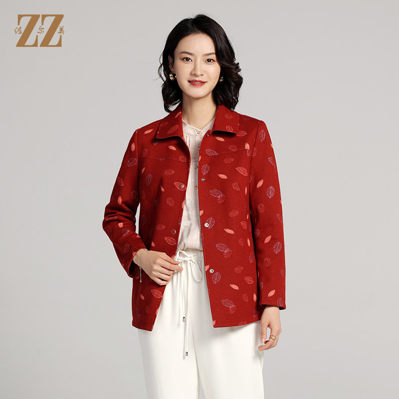 双面穿简约棉羊毛碎花上衣女外套图片