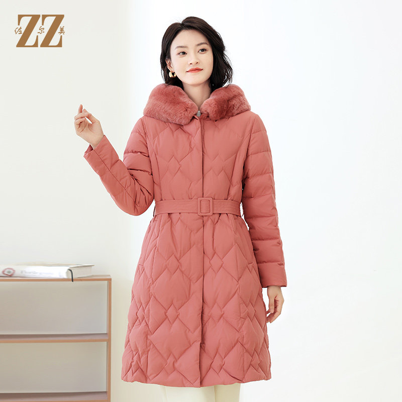 佐尔美冬季新款 时尚经典系腰绳獭兔毛领羽绒服外套女E14YT36,女装/女士精品,羽绒服,淘宝优惠券,粉丝福利购,淘宝优惠卷