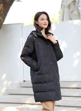 佐尔美冬上新 经典气质带帽90绒黑色羽绒服女E34YY28A