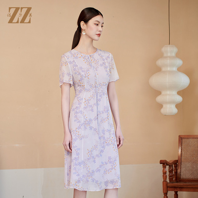 国风时尚气质桑蚕丝连衣裙