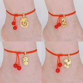 2024年新款 十二生肖越南沙金红绳蛇脚链男女款 本命年幸运珠龙饰品