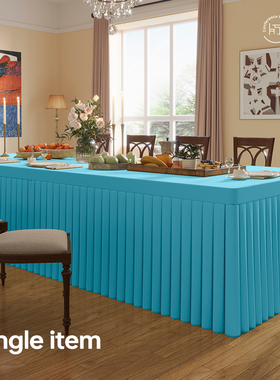 长条会议桌桌布长方形会议室桌裙定制桌套罩红台布桌罩轻奢蒂蓝色