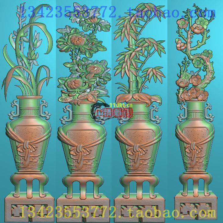 W古建四季花瓶加官进爵门堵博古 扫描图精雕图荷花牡丹梅兰竹菊,商务/设计服务,设计素材/源文件,淘宝优惠券,粉丝福利购,淘宝优惠卷