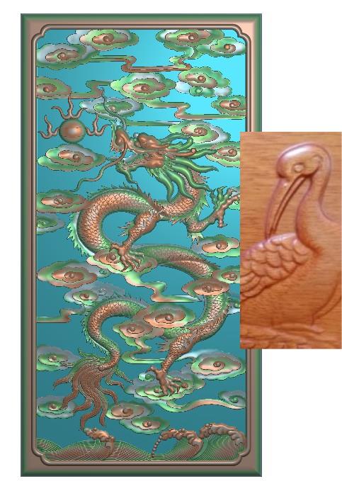 新款祥云龙镂空门窗门板挂屏雕刻图浮雕图木雕图石雕图雕刻灰度图