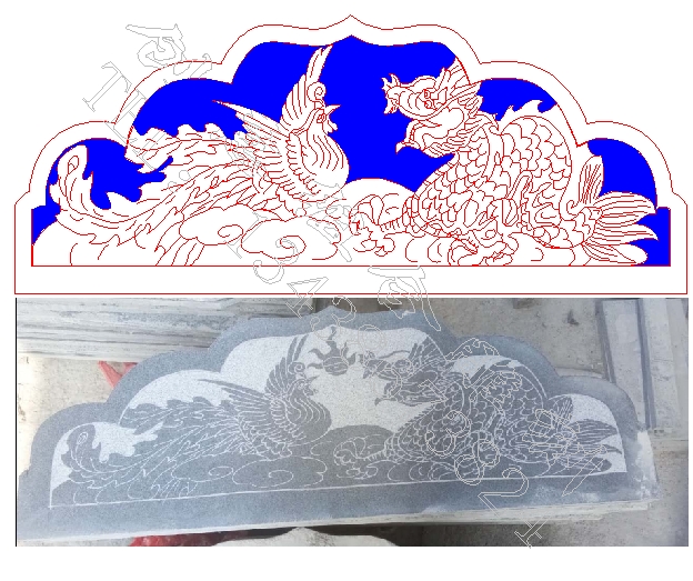 P656墓碑龙凤碑头铣底JDP+PLT+AC6线雕图雕刻图石材雕刻图文泰图