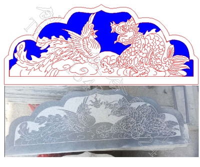 P656墓碑龙凤碑头铣底JDP+PLT+AC6线雕图雕刻图石材雕刻图文泰图