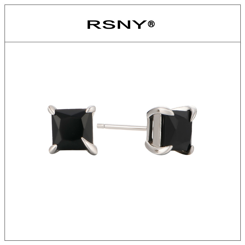 RSNYMEN黑玛瑙耳钉仿钻单只