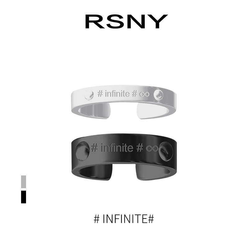 RSNY情侣戒指纯银男女对戒开口简约ins冷淡风小众设计字母指环