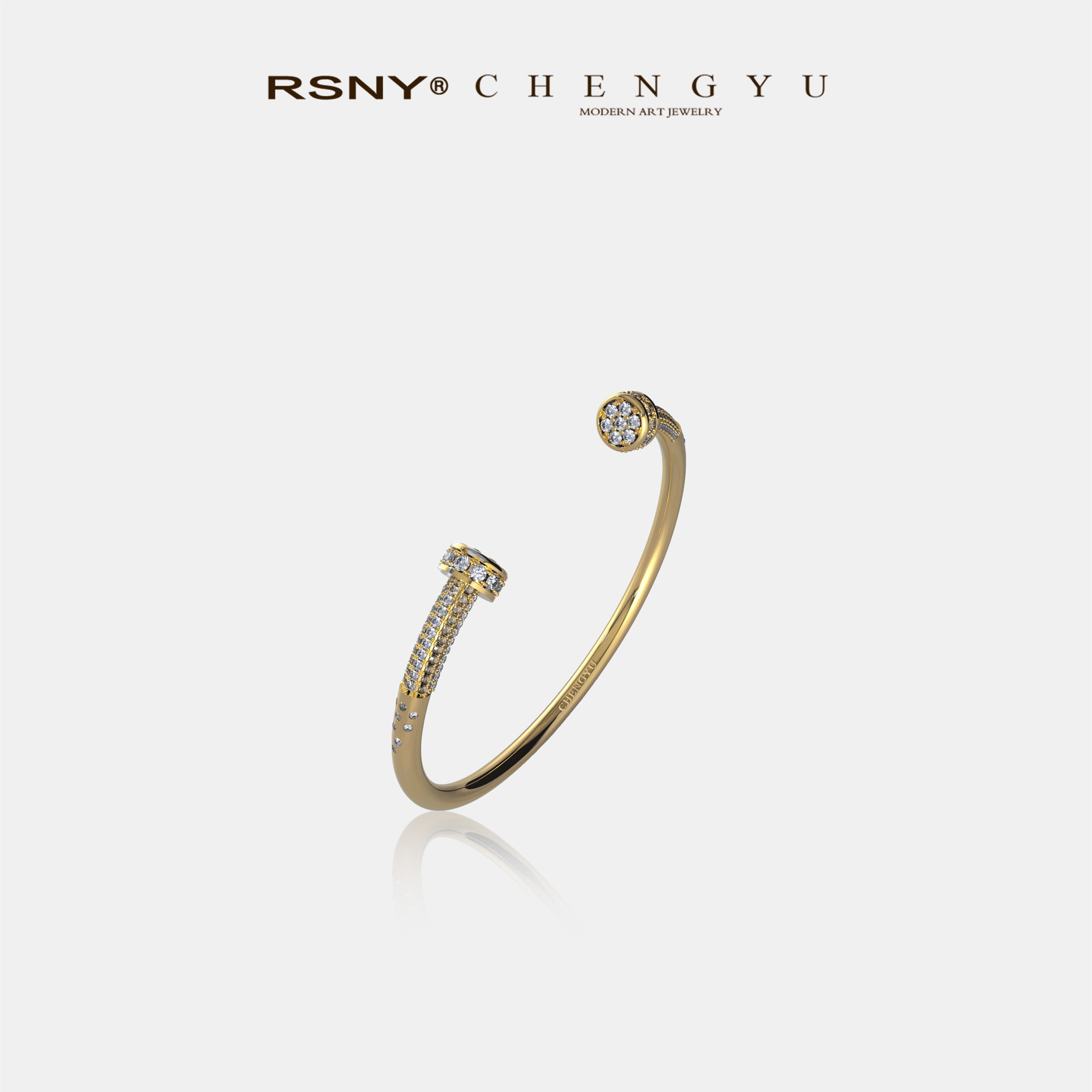 RSNY SIGNATURE钻饰手镯925纯银手镯女士简约情侣高级感小众手环