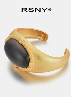 RSNY The Original黑檀木装饰手镯 开口可调节复古圆形手饰R2006