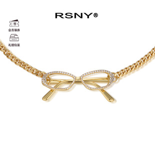 百搭锁骨链R1604B glasses眼镜项链欧美全新女轻奢时尚 fine RSNY