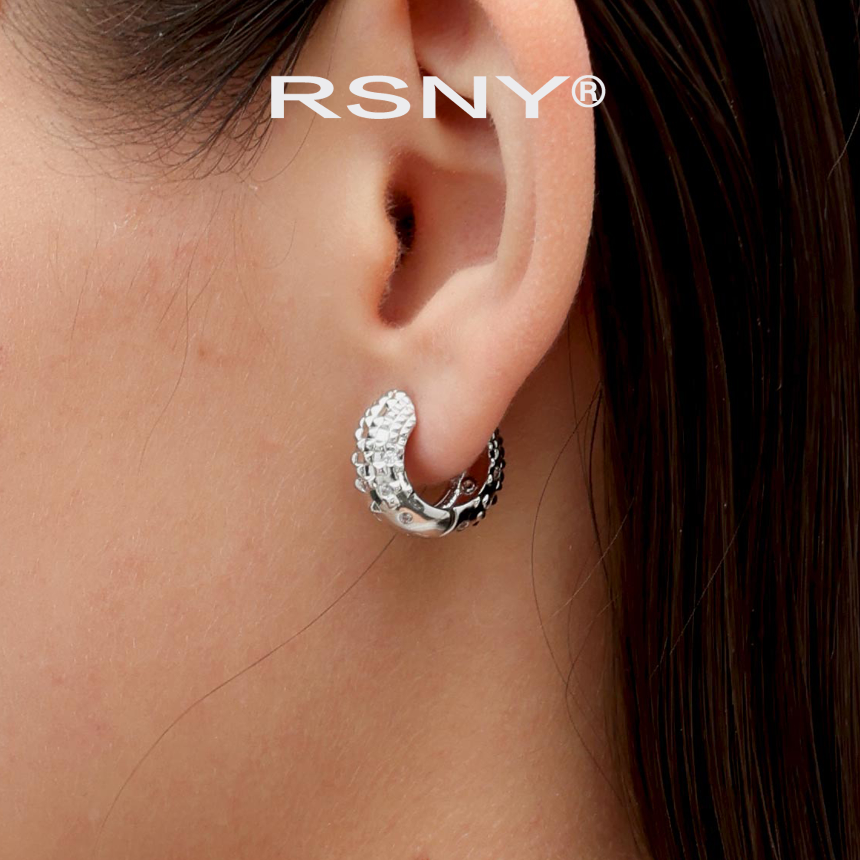 [新品]RSNY钻石线条耳环2025轻奢设计感简约欧美风时尚纯银针耳钉