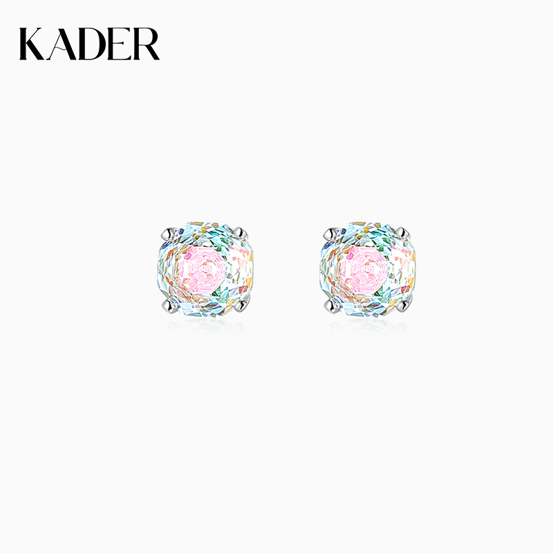 卡蒂罗幻彩玫瑰切耳钉女生S925纯银轻奢小众设计款生日礼物送闺蜜