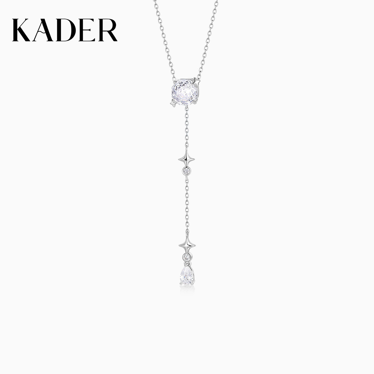KADER开朵方镜玫瑰流苏项链女简约时尚小众设计轻奢高级感锁骨链
