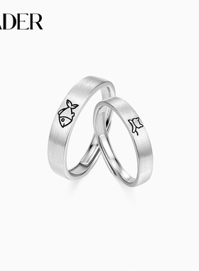 【可刻字】卡蒂罗鱼猫相恋情侣对戒925银戒指生日礼物送女友男友