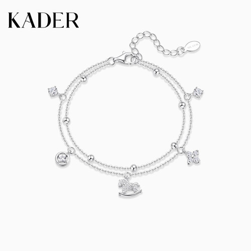 KADER开朵马上好运双链足银新中式生肖本命年平安新年礼物送女友