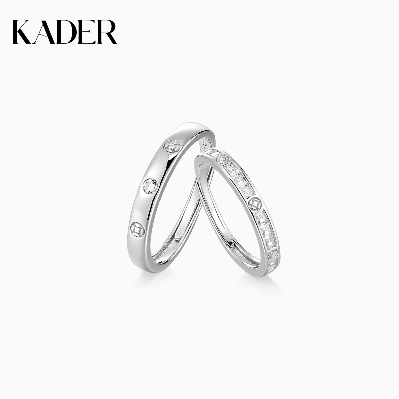 卡蒂罗圆满钱币情侣对戒一对S925戒指银素圈纪念日生日礼物送女友