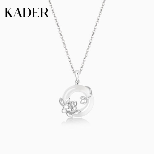 KADER开朵足银好运莲莲平安扣项链女新中式生日礼物送妈妈送长辈