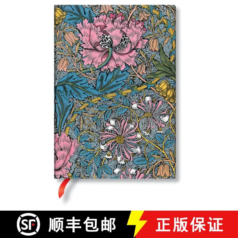 【2-3周达】Paperblanks Morris Pink Honeysuckle William Morris Hardcover MIDI Unlined Elastic Band Clo... [9781439793886]