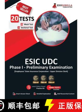 【3-4周达】ESIC UDC Prelims Exam (Phase I) 2023 (English Edition) - 8 Mock Tests and 12 Sectional Tes... [9789390239702]