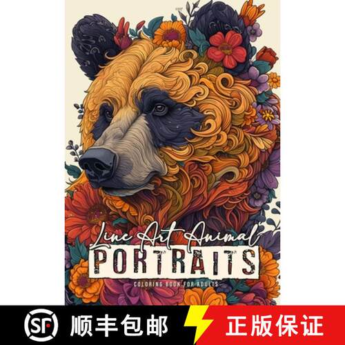 【3-4周达】Line Art Animal Portraits Coloring Book for Adults: Line Art Coloring Book - abstract flow... [9783758470950]