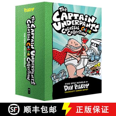 【3-4周达】精装 The Captain Underpants Colossal Color Collection (Captain Underpants #1-5 Boxed Set):... [9781338603323]