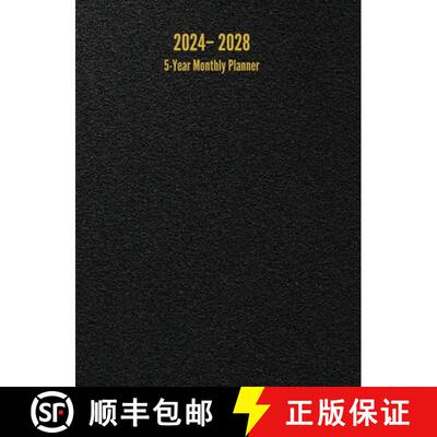 【3-4周达】精装 2024 - 2028 5-Year Monthly Planner: 60-Month Calendar (Black) - Large [9781947399402]