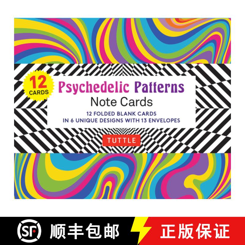 【3-4周达】Psychedelic Patterns Note Cards - 12 cards: 6 Designs; 12 cards, 13 envelopes; Card Sized ... [9780804854825]