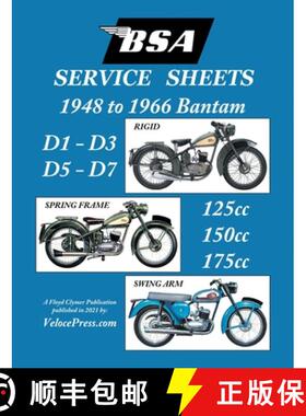 【3-4周达】BSA BANTAM D1-D3-D5-D7 'SERVICE SHEETS' 1948-1966 RIGID, SPRING FRAME AND SWING ARM 125cc-... [9781588502506]