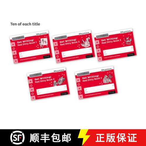 【3-4周达】Read Write Inc. Phonics: Get Writing! Red Ditty Books 1-5 Pack of 50 [9780198373919]
