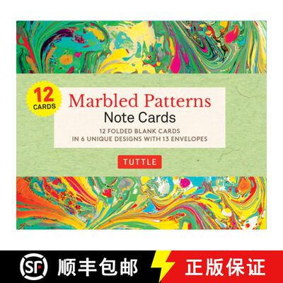 【3-4周达】Marbled Patterns Note Cards - 12 Cards: 6 Designs; 12 cards, 13 envelopes; Card Sized 4 1/... [9780804853521]