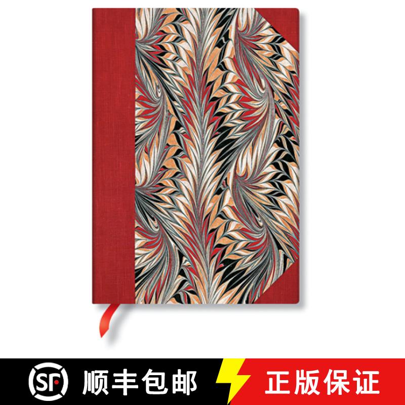 【2-3周达】Paperblanks Rubedo Cockerell Marbled Paper Hardcover MIDI Unlined Elastic Band Closure 144... [9781439793626]