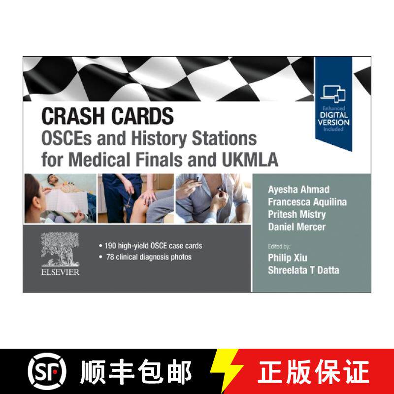 【3-4周达】Crash Cards: Osces and History Stations for Medical Finals and Ukmla [9780323881586]