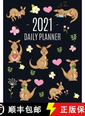 【3-4周达】Kangaroo Daily Planner 2021: Cute Animal Calendar Scheduler for Girls - Pretty & Large Wee... [9781970177282]