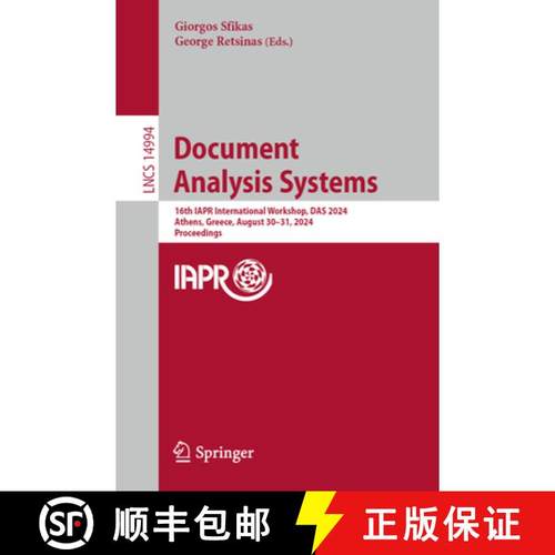 【3-4周达】Document Analysis Systems : 16th IAPR International Workshop, DAS 2024, Athens, Greece, Au... [9783031704413]