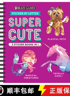 【3-4周达】Brain Games - Sticker by Letter: Super Cute - 3 Sticker Books in 1 (30 Images to Sticker: ... [9781645585817]