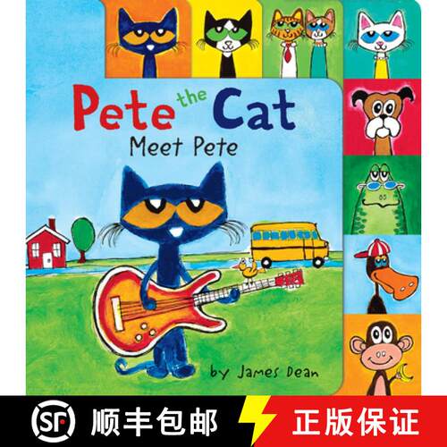 【3-4周达】Pete the Cat: Meet Pete: A Tabbed Board Book for Kids [9780062675170]