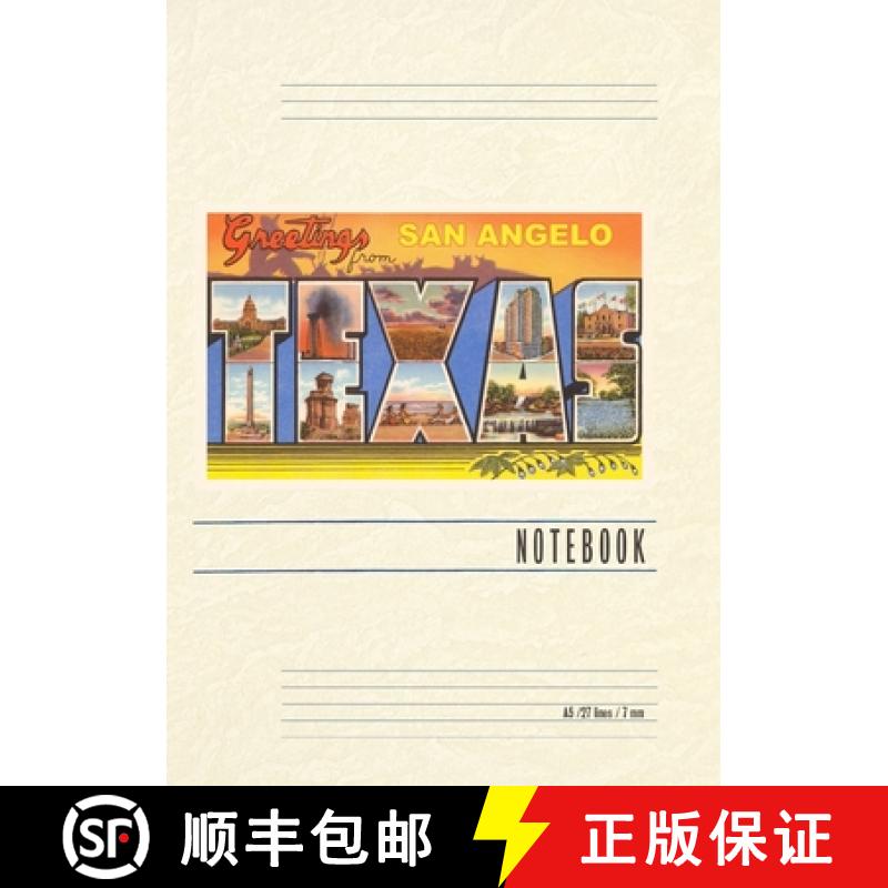 【3-4周达】Vintage Lined Notebook Greetings from San Angelo, Texas [9798385450879]