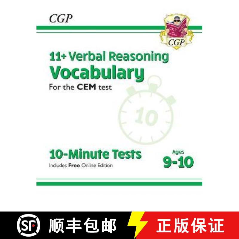 【2-3周达】New 11+ CEM 10-Minute Tests: Verbal Reasoning Vocabulary - Ages 9-10 (with Online Edition) [9781789084399]