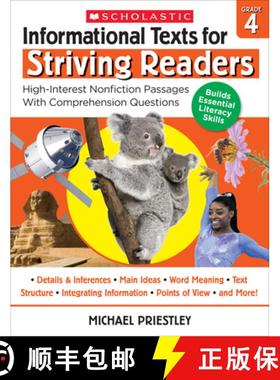 预订 Informational Texts for Striving Readers: Grade 4: High-Interest Nonfiction Passages with Compre... [9781338714654]