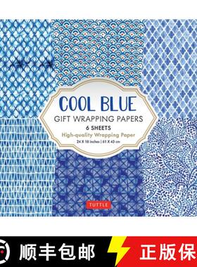 【3-4周达】Cool Blue Gift Wrapping Papers: 6 Sheets of High-Quality 24 X 18 Inch Wrapping Paper [9780804852210]