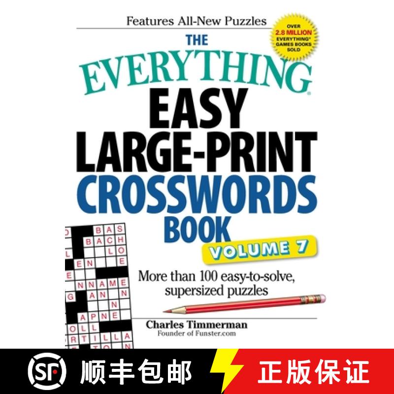 【3-4周达】The Everything Easy Large-Print Crosswords Book, Volume 7: More Than 100 Easy-To-Solve, Su... [9781440597794]