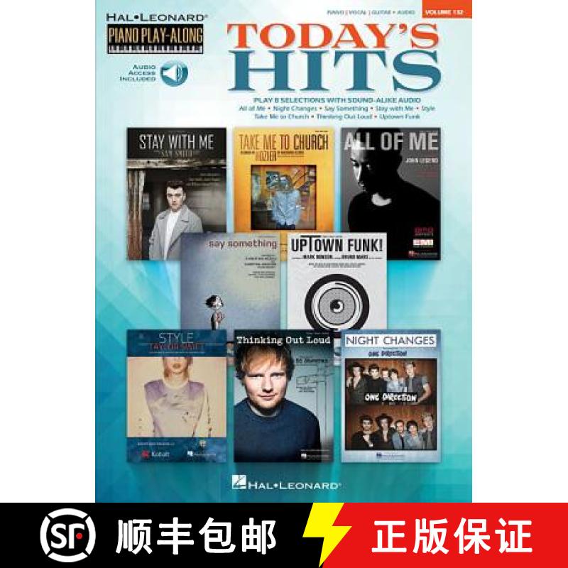 【2-3周达】Piano Play-Along Volume 132: Today's Hits (Book/Online Audio) [9781495027949]