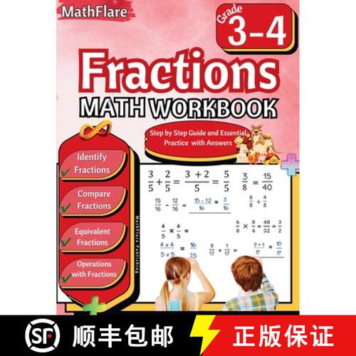 【3-4周达】Fractions Math Workbook 3rd and 4th Grade: Fractions Workbook Grade 3-4, Identify, Compare... [9798869372697]